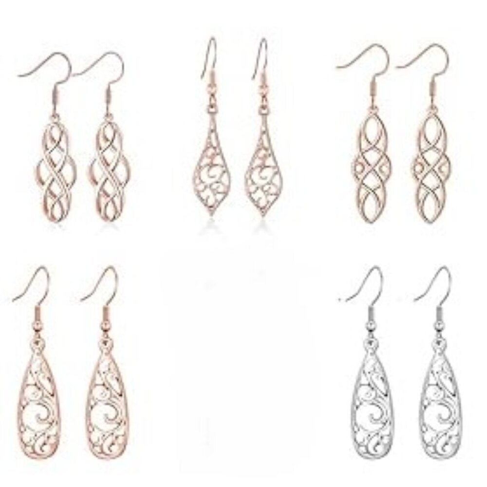 NEW Rosegold/Gold/Silver Tone Fashion Earrings Bundle 17 PAIRS INCLUDED - Picture 3 of 13